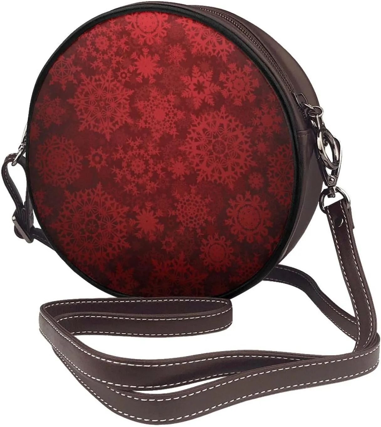 Small Crossbody Bags for Women Round Purses PU Leather Shoulder Bag with Adjustable Strap