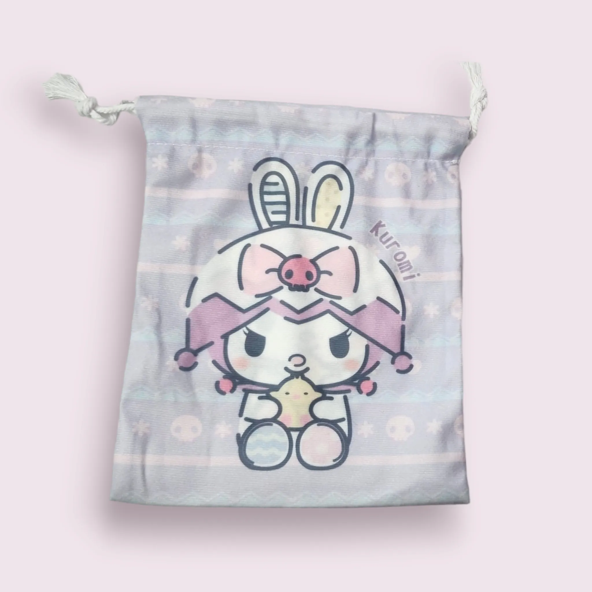 Small Kuromi Easter Bunny Soft Drawstring Bag