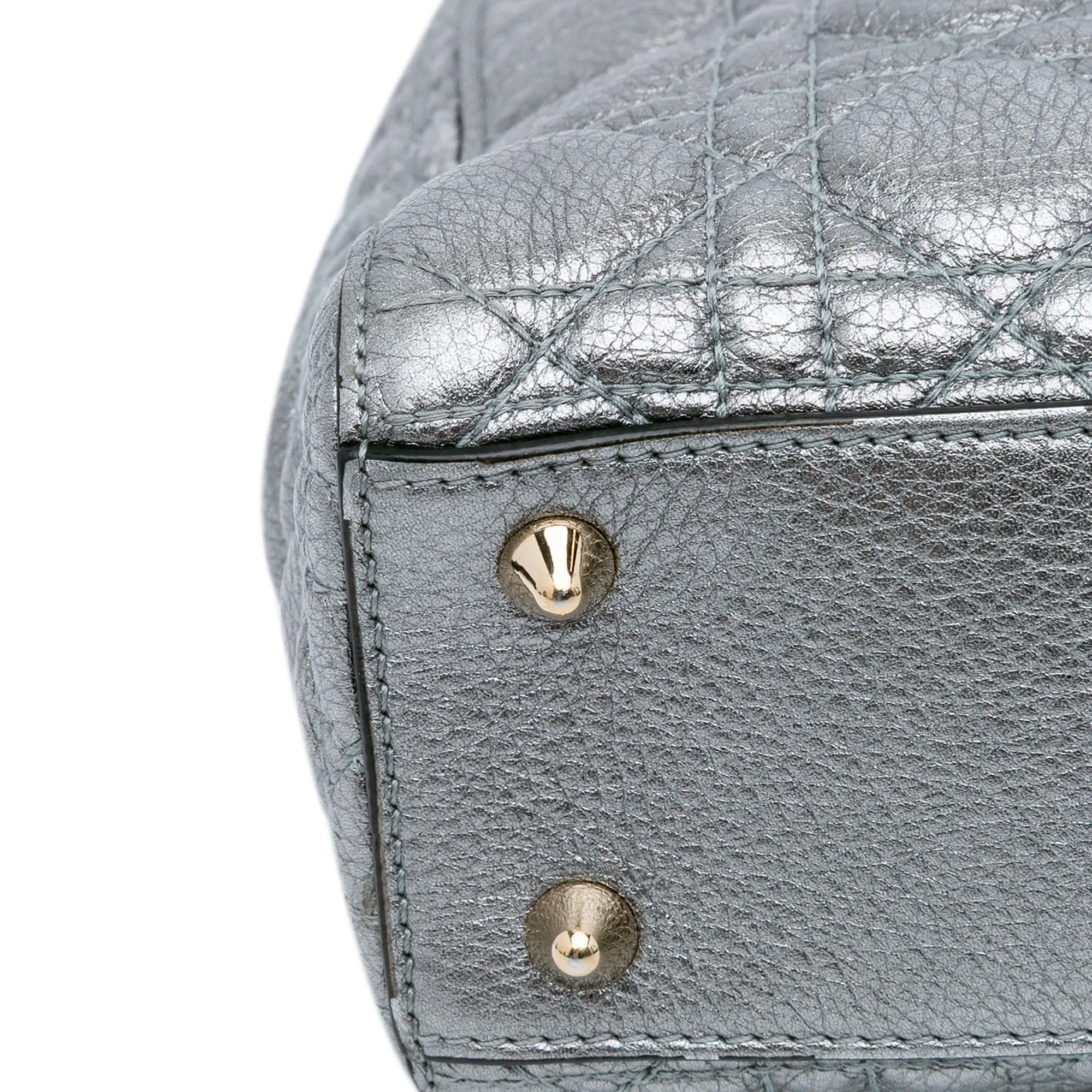 Small Metallic Grained Calfskin Cannage Supple Lady Dior