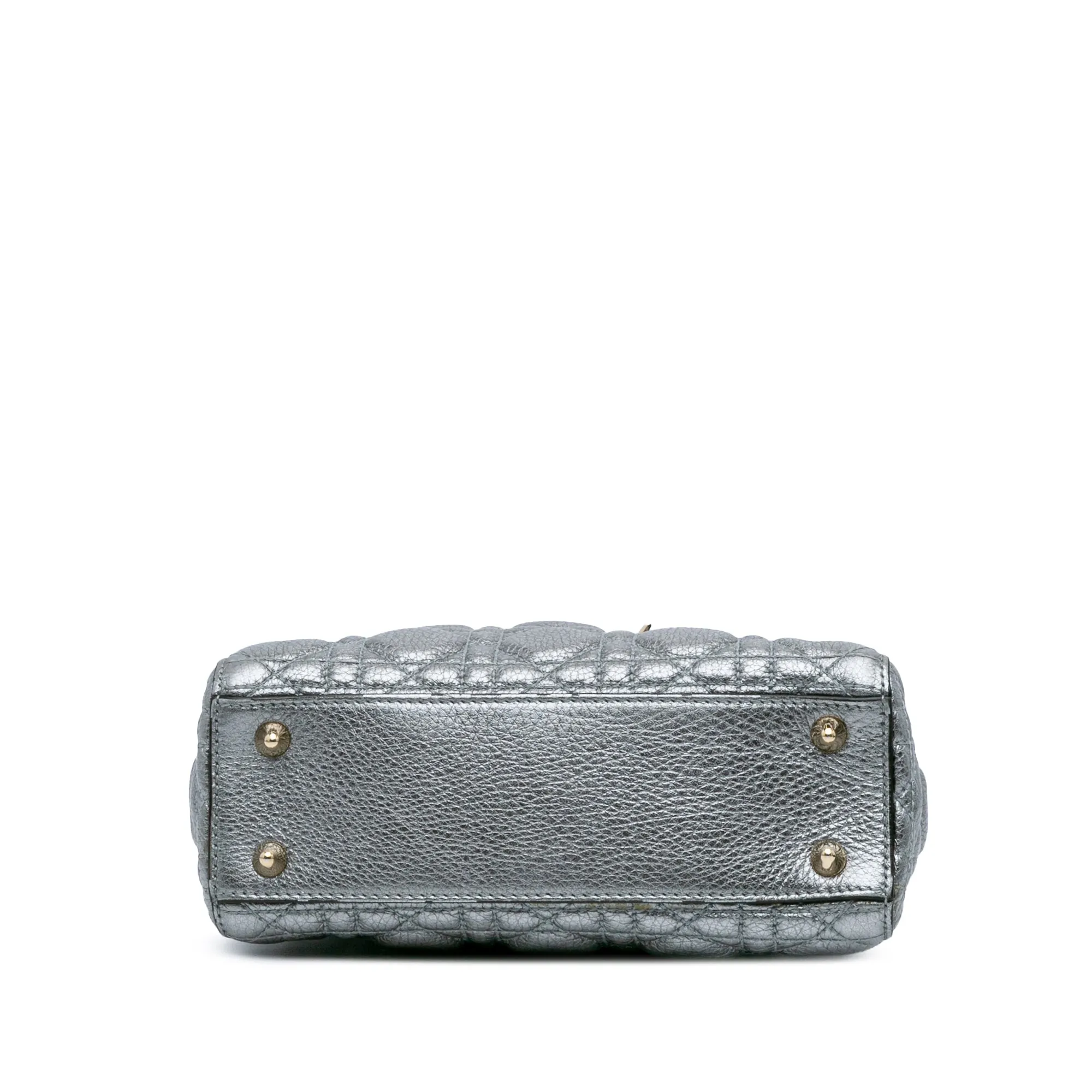 Small Metallic Grained Calfskin Cannage Supple Lady Dior
