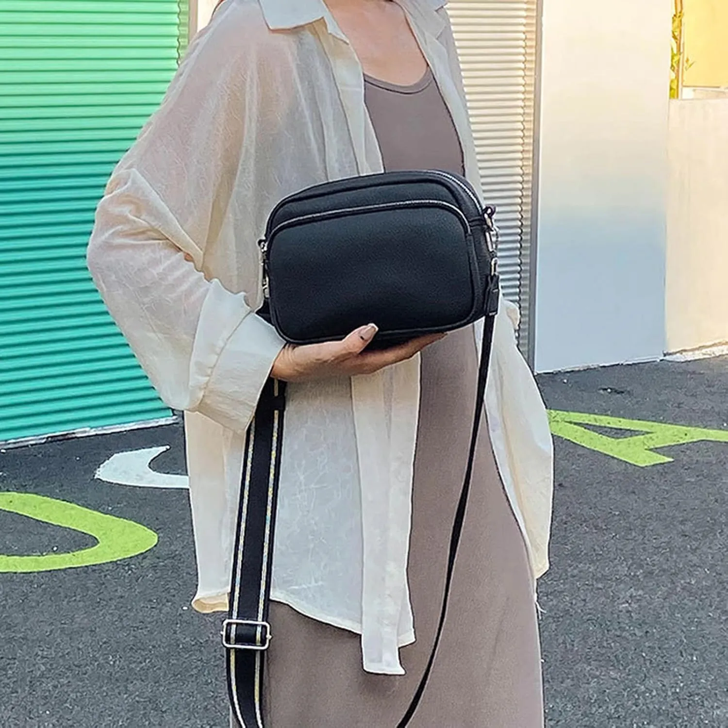 Small Shoulder Bags for Women Trendy Multi Pockets Cross Body Handbag Satchel Camera Bag Purse with Adjustable Strap