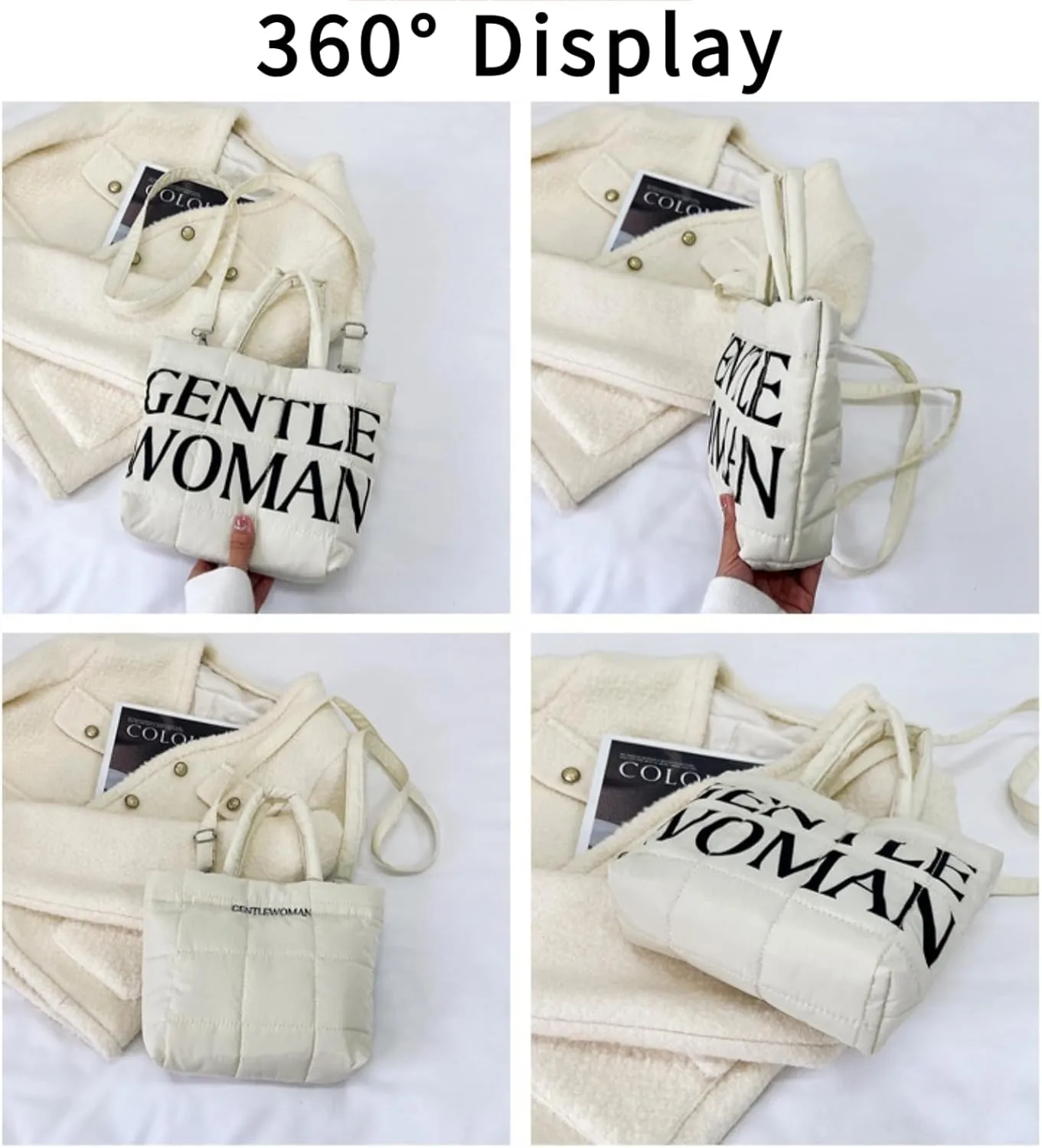 Small Tote Bag Cute Quilted Puffer Crossbody Shoulder Handbag Trendy Daily Travel Purse for Women