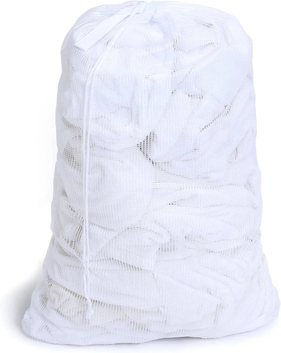 Smart Design Mesh Laundry Bag w/ Handle & Push Lock Drawstring - VentilAir Mesh Material - for Clothes & Laundry - Home Organization (Holds 3 Loads) (36 x 24 Inch) [White]