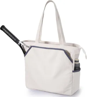 SMRITI Tennis Tote Bag Canvas, Large Sports Handbag Tennis Racket Bag for Women, Portable Tennis Racquet Shoulder Bag for Badminton, Pickleball, Padel