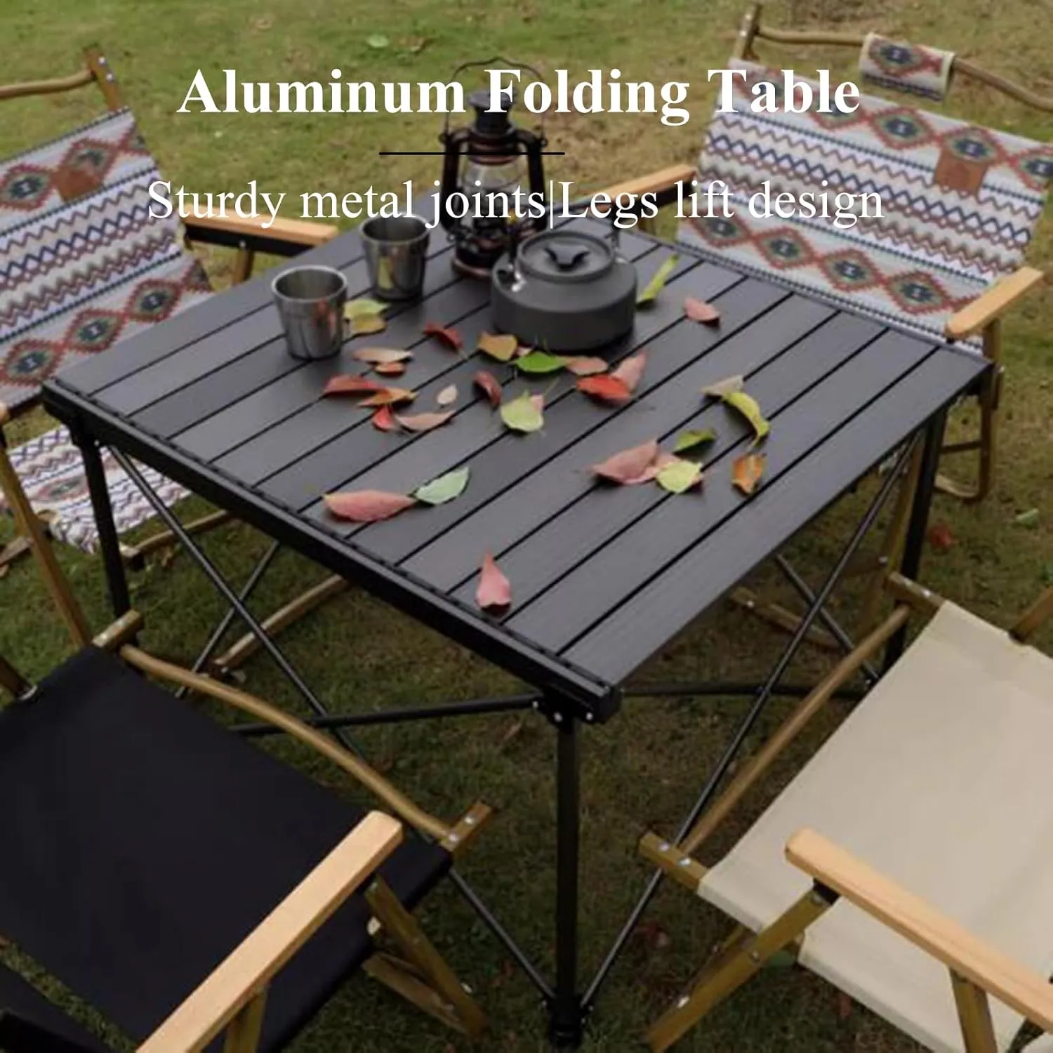 SOBOUR Liftable Camping Table Aluminum Alloy Picnic Table Ultralight Folding Camping Table Roll Up Table Top Multi-Purpose for Camp