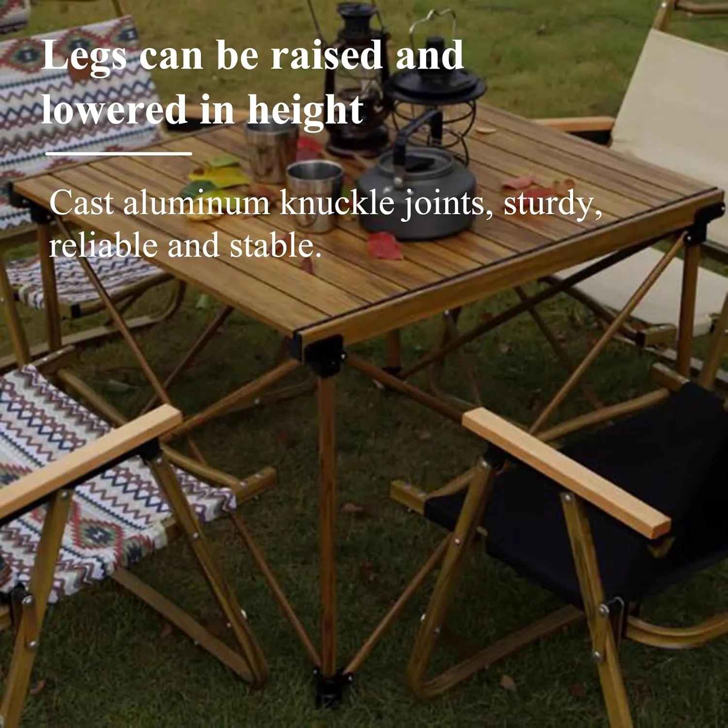 SOBOUR Liftable Camping Table Aluminum Alloy Picnic Table Ultralight Folding Camping Table Roll Up Table Top Multi-Purpose for Camp