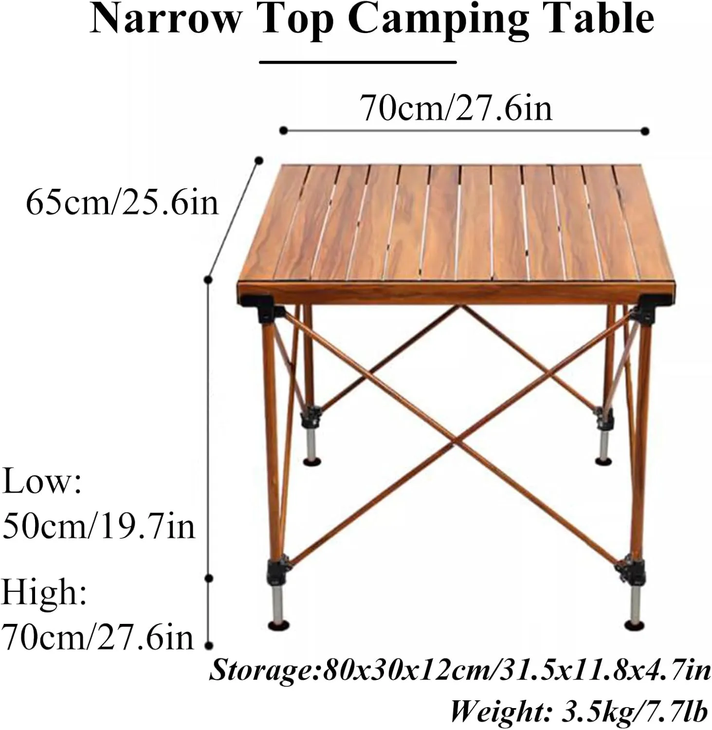 SOBOUR Liftable Camping Table Aluminum Alloy Picnic Table Ultralight Folding Camping Table Roll Up Table Top Multi-Purpose for Camp
