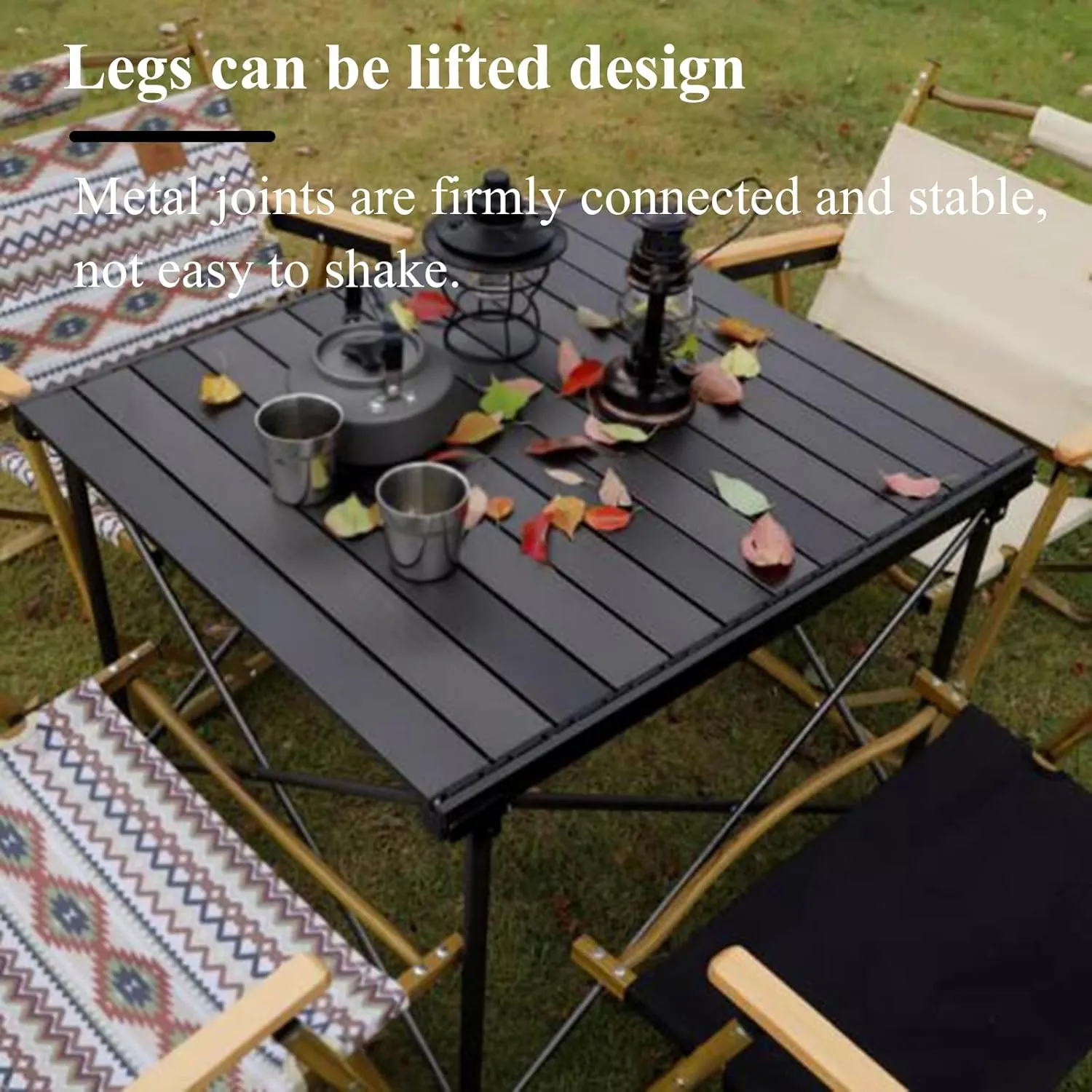 SOBOUR Liftable Camping Table Aluminum Alloy Picnic Table Ultralight Folding Camping Table Roll Up Table Top Multi-Purpose for Camp
