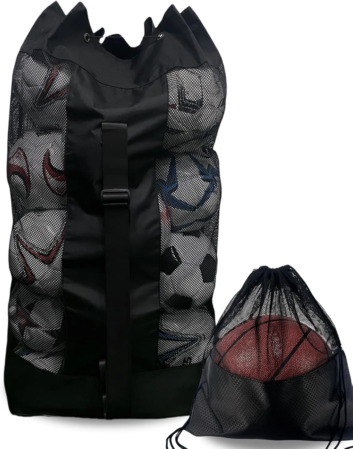 Soccer Ball Bag,Adjustable Shoulder Strap Extra Large Drawstring Mesh Ball Bag,Heavy Duty Soccer Ball Bags for Coaches,Mesh Equipment Bag for Basketball,Football, Volleyball, Swimming Gear