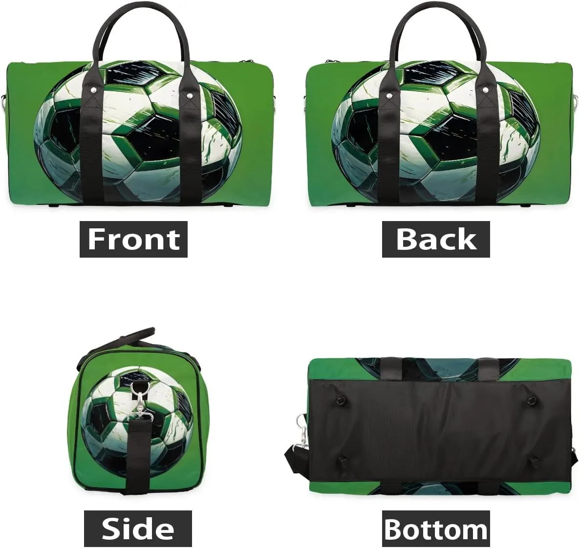Soccer Ball Pattern Travel Duffel Bag for Women Men Waterproof Foldable Overnight Weekender Bag Large Capacity Sports Gym Bag