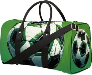 Soccer Ball Pattern Travel Duffel Bag for Women Men Waterproof Foldable Overnight Weekender Bag Large Capacity Sports Gym Bag