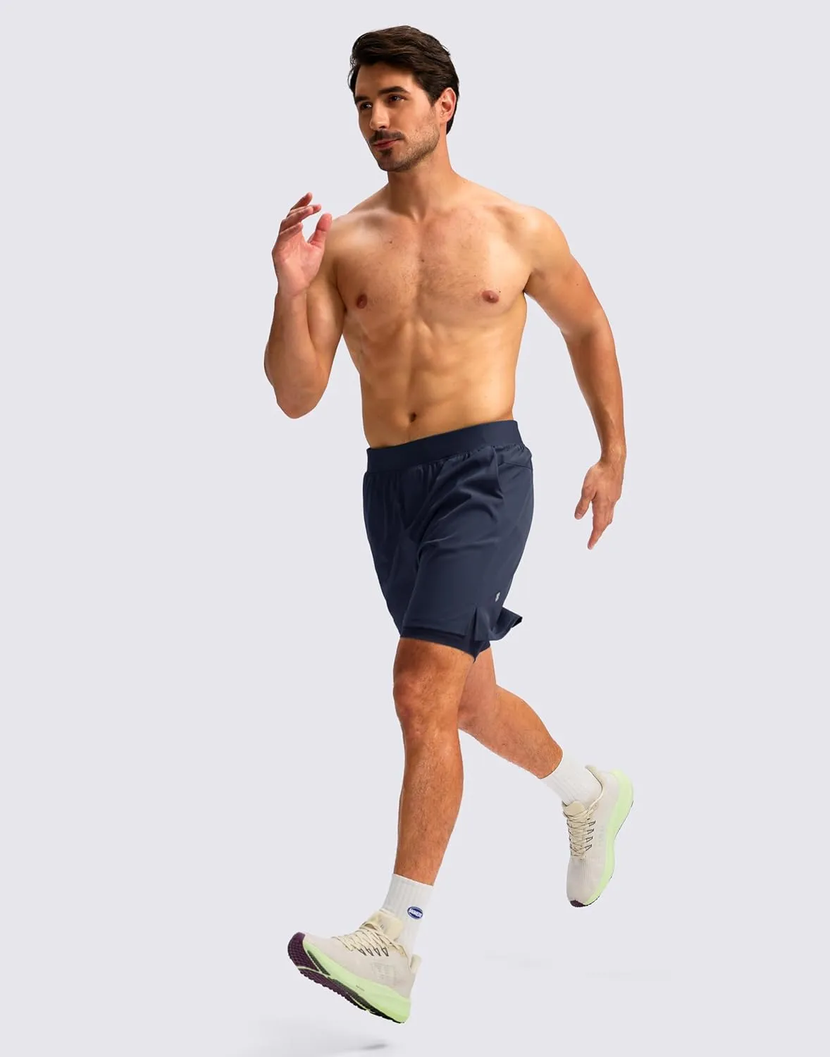 Soothfeel Men's 2 in 1 Running Shorts with 4 Pockets 5 Inch Quick Dry Gym Active Workout Athletic Shorts for Men with Liner