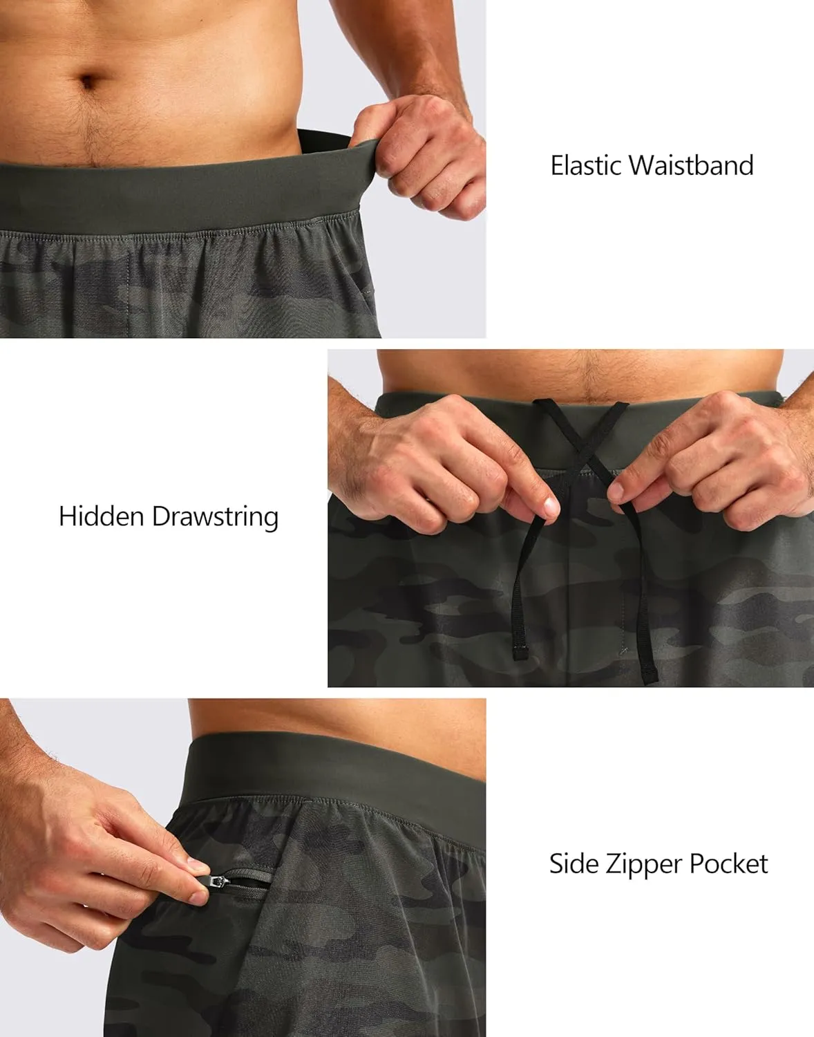 Soothfeel Men's 2 in 1 Running Shorts with 4 Pockets 5 Inch Quick Dry Gym Active Workout Athletic Shorts for Men with Liner
