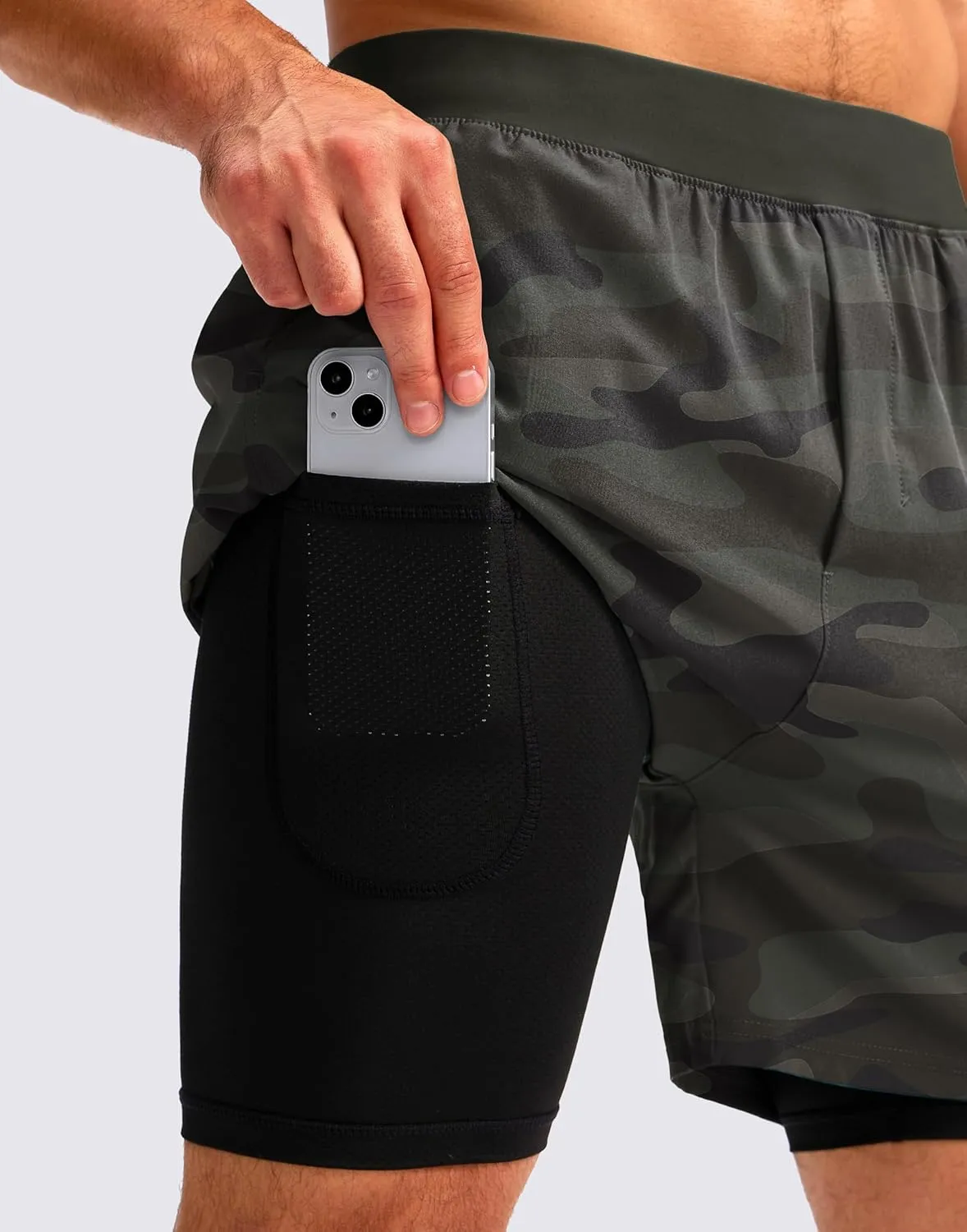 Soothfeel Men's 2 in 1 Running Shorts with 4 Pockets 5 Inch Quick Dry Gym Active Workout Athletic Shorts for Men with Liner