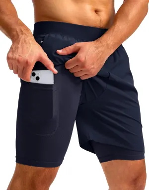 Soothfeel Men's 2 in 1 Running Shorts with 4 Pockets 5 Inch Quick Dry Gym Active Workout Athletic Shorts for Men with Liner