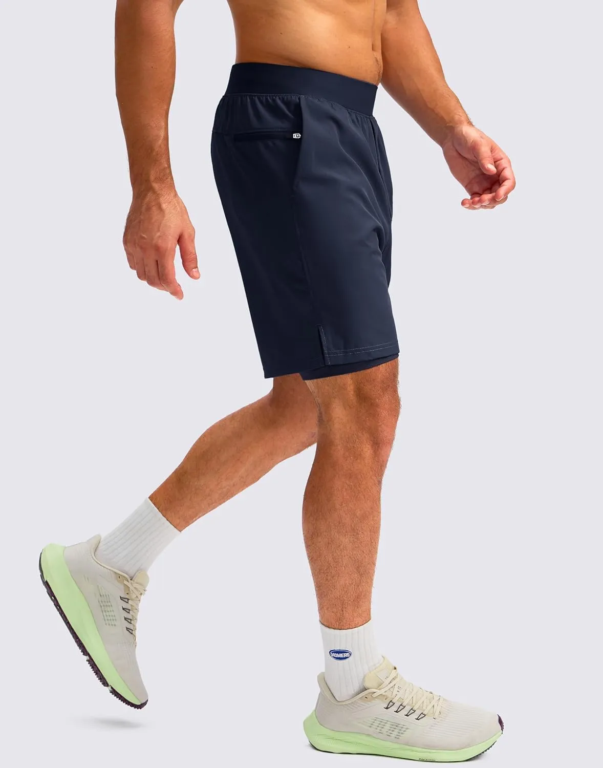 Soothfeel Men's 2 in 1 Running Shorts with 4 Pockets 5 Inch Quick Dry Gym Active Workout Athletic Shorts for Men with Liner