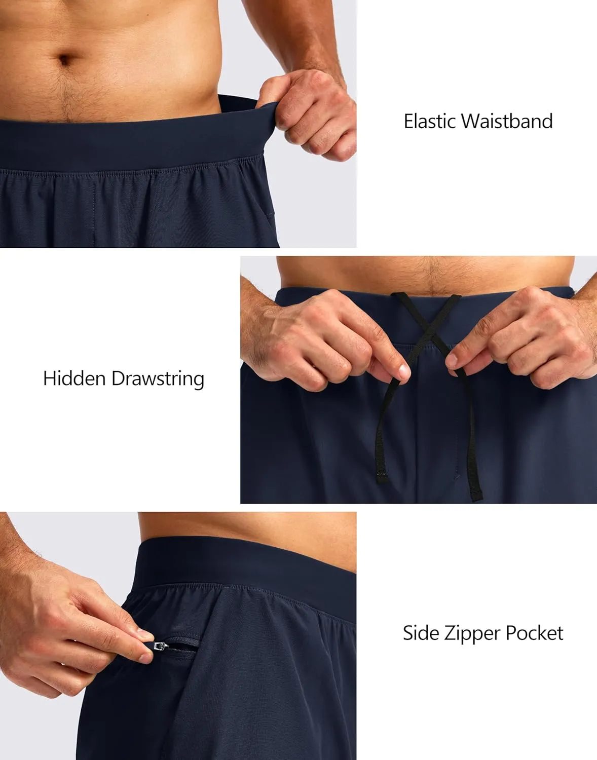 Soothfeel Men's 2 in 1 Running Shorts with 4 Pockets 5 Inch Quick Dry Gym Active Workout Athletic Shorts for Men with Liner