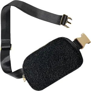 Southern Couture Textured Plush Polyester One Size Fits Most Adjustable Waist or Crossbody Bag Purse Sling