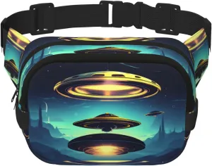Spacecraft descend Square Double-Layer Waist Bag for Outdoor Activities Such as Sports, Travel, Hiking, Cycling
