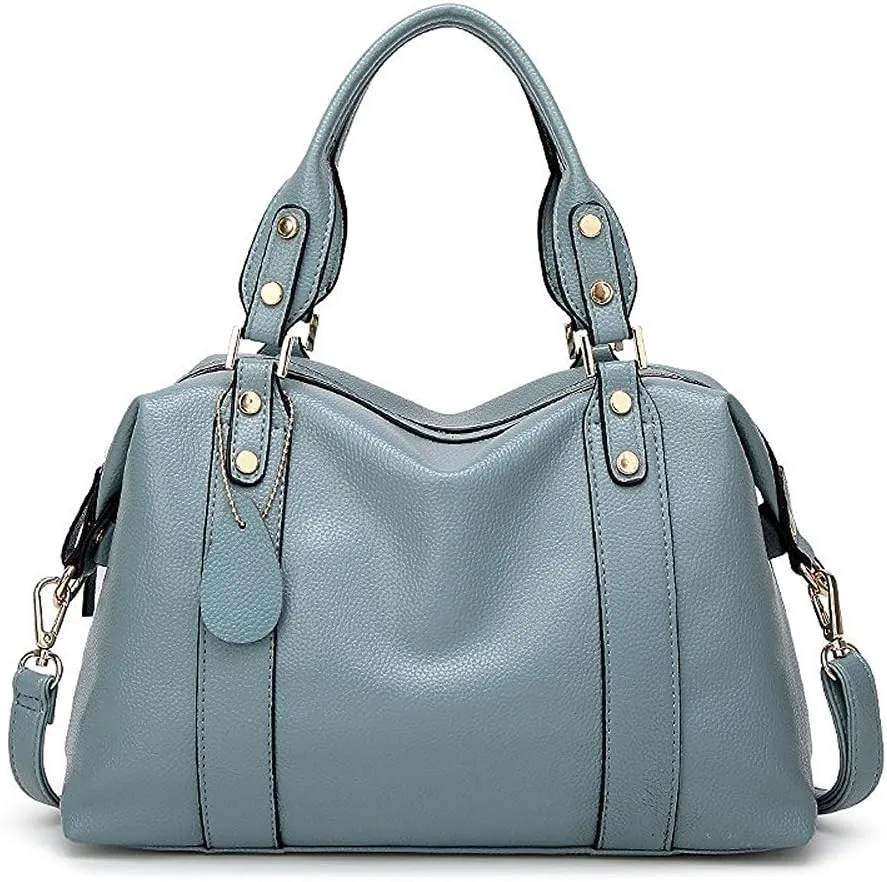 Spacious Women Fashion Barrel Bag Pebbled PU Leather Handbag Roomy Shoulder Satchel