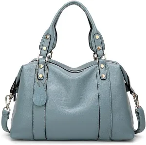 Spacious Women Fashion Barrel Bag Pebbled PU Leather Handbag Roomy Shoulder Satchel