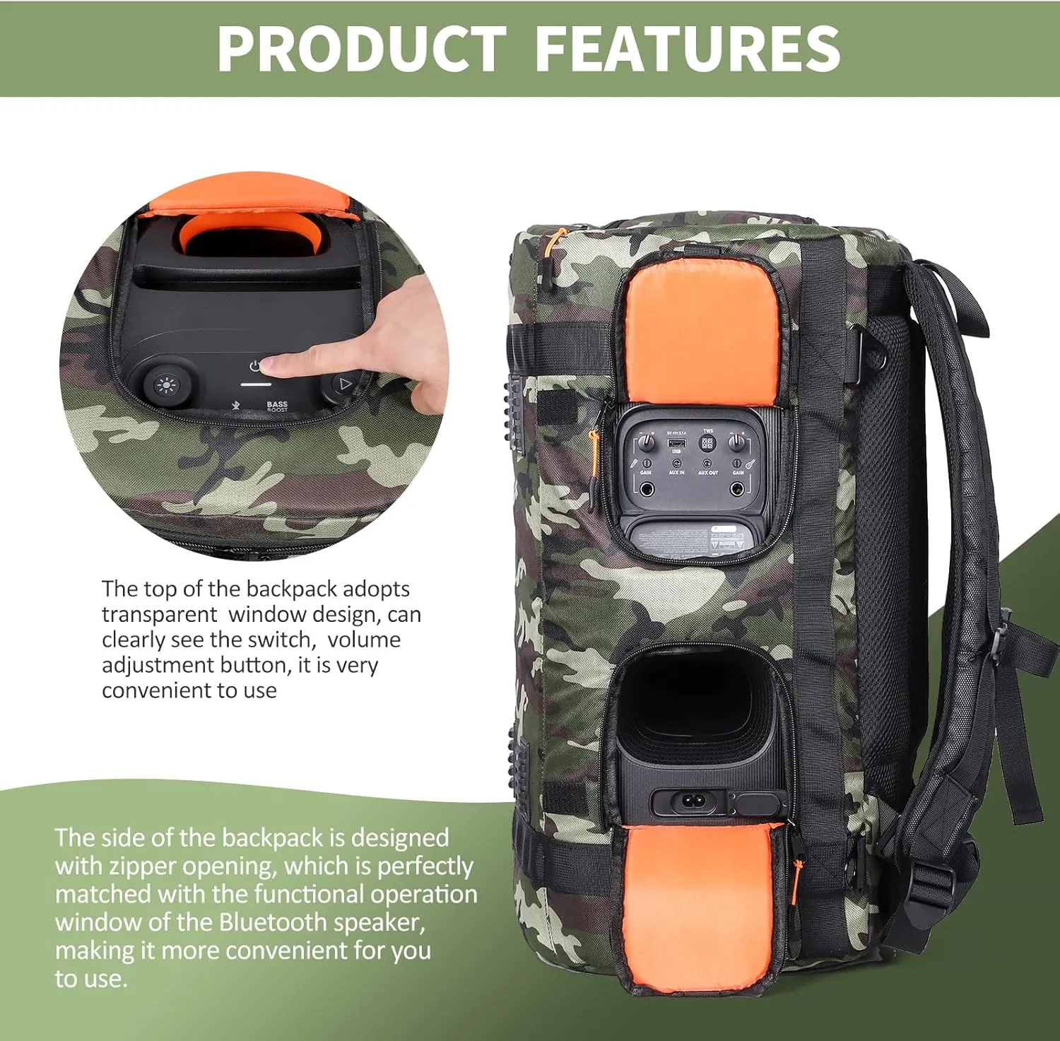 Speaker Bag Portable Speaker Backpack Travel Storage Case for JBL 110/120 Speaker Carrying Backpack for JBL Partybox Bluetooth Party Speaker (for JBL Partybox 110 Camouflage)