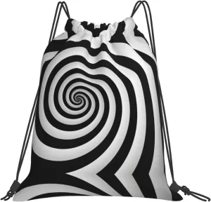 spiral optical illusion gif print Casual drawstring backpack fitness bag, fashionable, fit for sports travel and daily use
