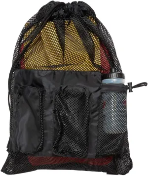 Sporti Swimming Equipment Bag Zipper Pocket, Mesh Drawstring Backpack, Drawstring Bags, Big Mesh Backpack for Workout Gear