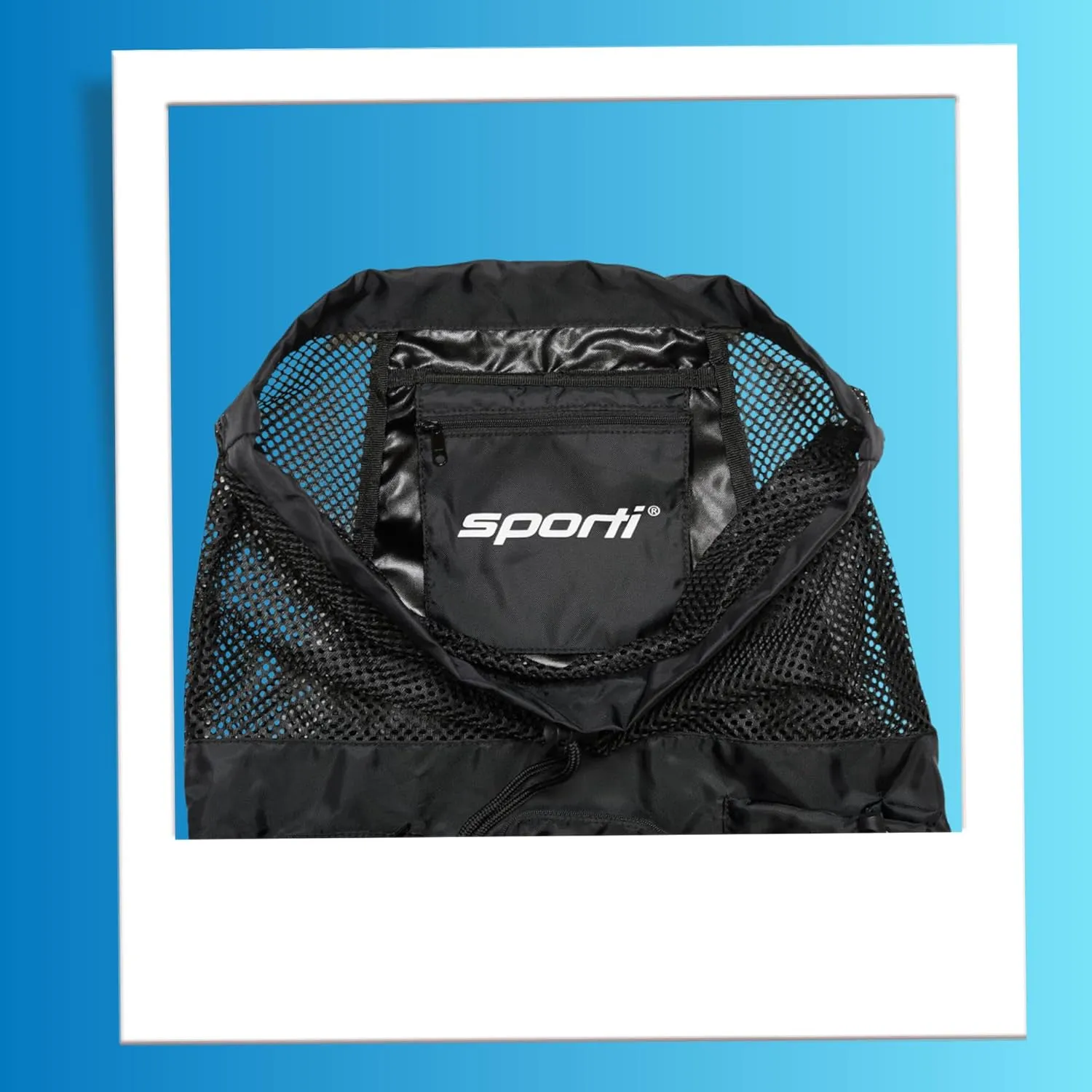 Sporti Swimming Equipment Bag Zipper Pocket, Mesh Drawstring Backpack, Drawstring Bags, Big Mesh Backpack for Workout Gear