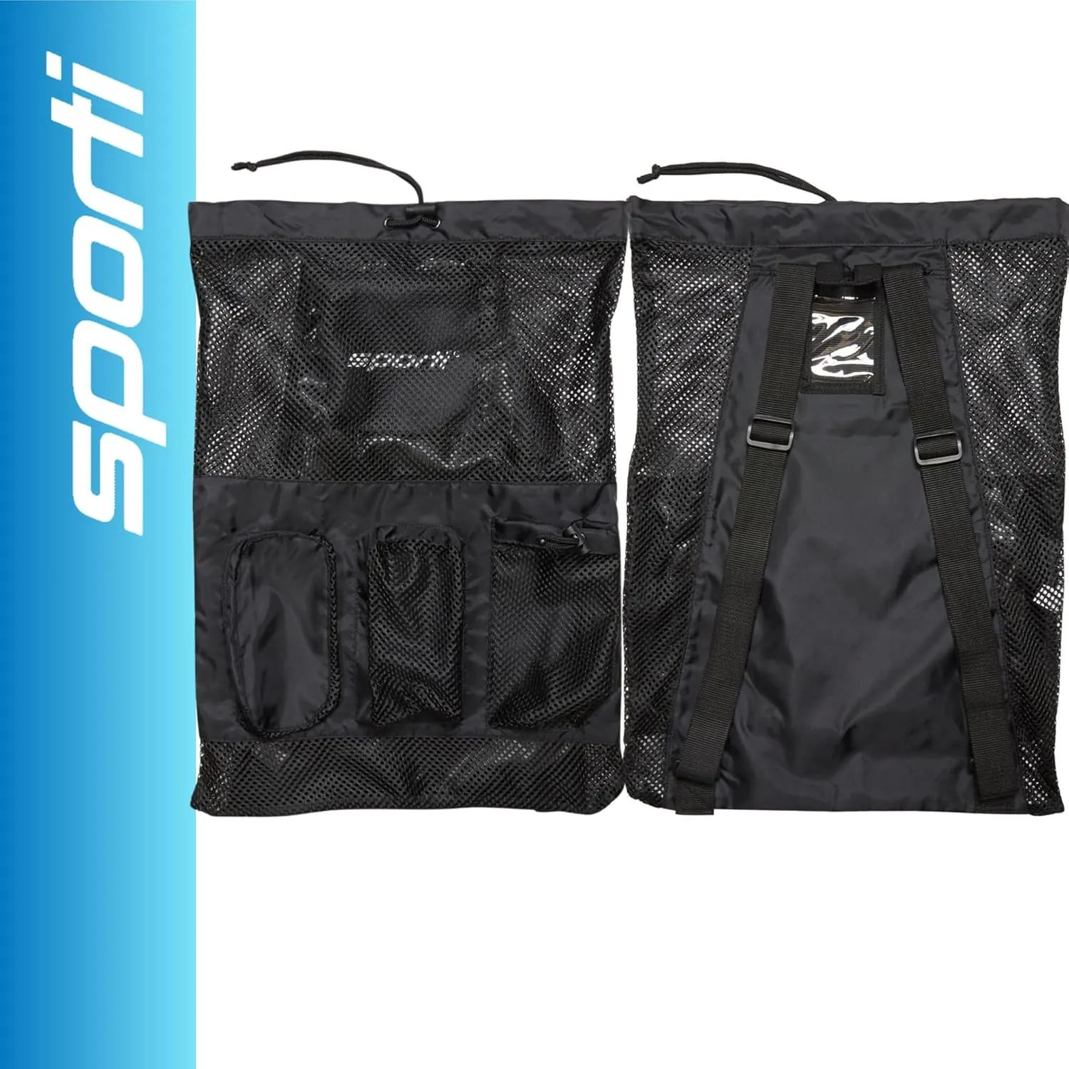 Sporti Swimming Equipment Bag Zipper Pocket, Mesh Drawstring Backpack, Drawstring Bags, Big Mesh Backpack for Workout Gear