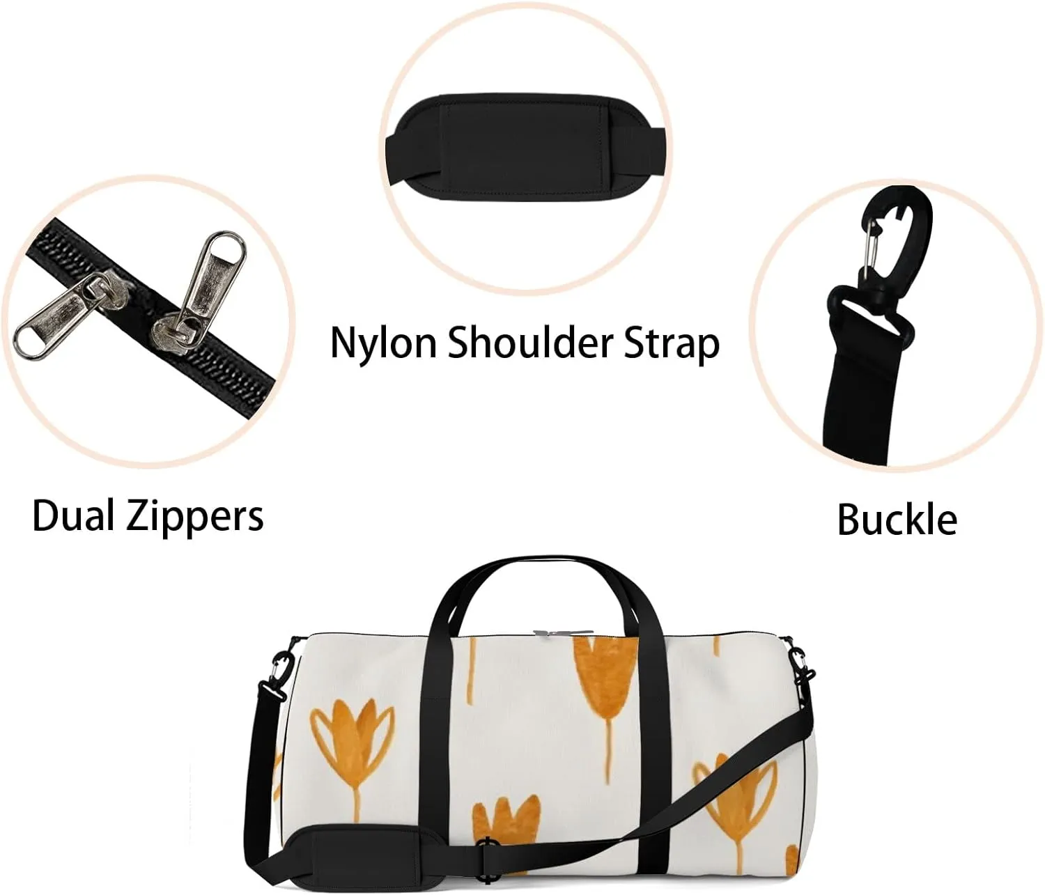 Sports Gym Bag for Women and Men Waterproof Abstract Golden Flowers Duffel Bag Lightweight Carryon Traveling Boarding Gripsack