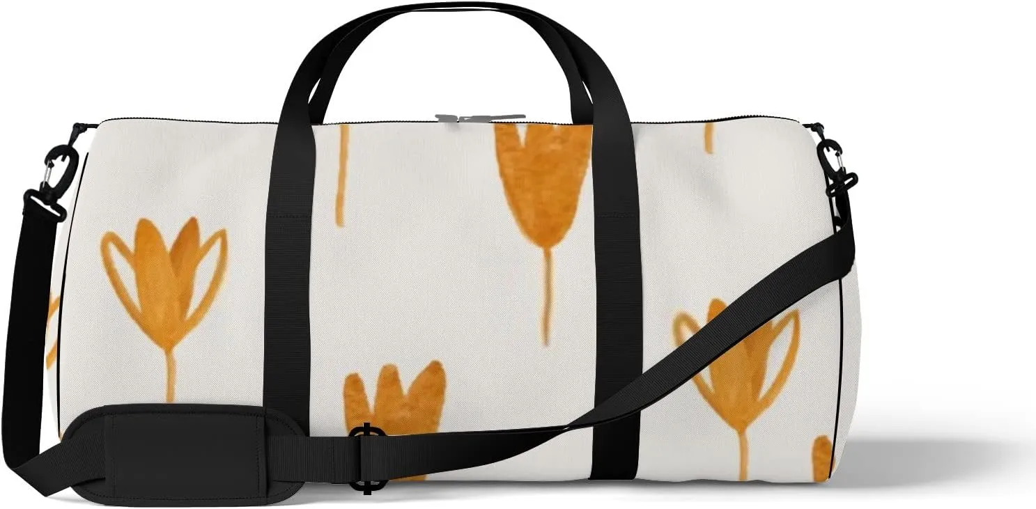 Sports Gym Bag for Women and Men Waterproof Abstract Golden Flowers Duffel Bag Lightweight Carryon Traveling Boarding Gripsack