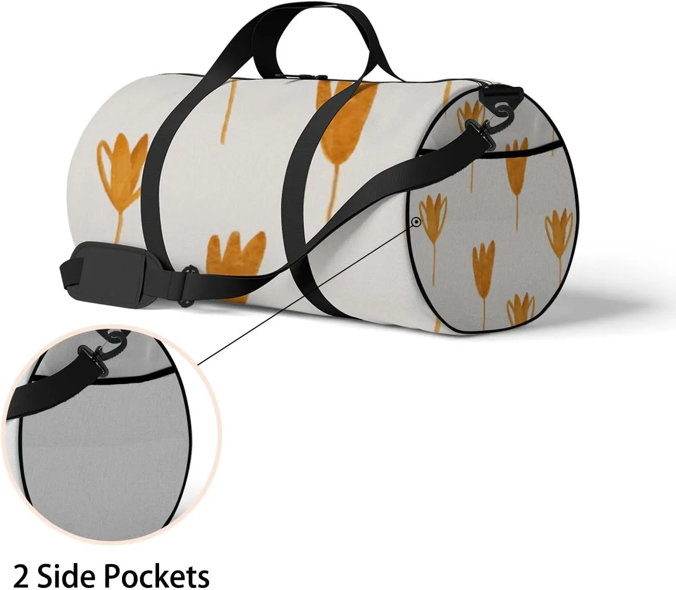 Sports Gym Bag for Women and Men Waterproof Abstract Golden Flowers Duffel Bag Lightweight Carryon Traveling Boarding Gripsack