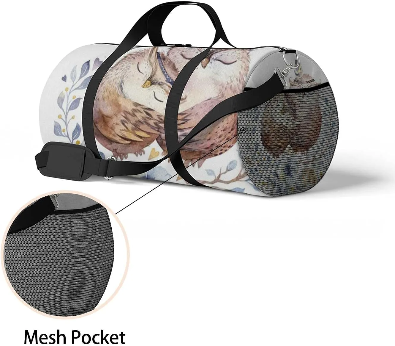 Sports Gym Bag for Women and Men Waterproof Lovely Watercolor Illustration Sweet Duffel Bag Lightweight Carryon Traveling Boarding Gripsack