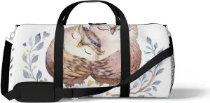 Sports Gym Bag for Women and Men Waterproof Lovely Watercolor Illustration Sweet Duffel Bag Lightweight Carryon Traveling Boarding Gripsack
