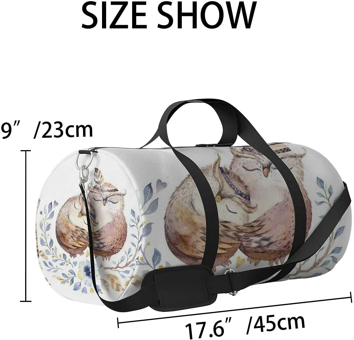 Sports Gym Bag for Women and Men Waterproof Lovely Watercolor Illustration Sweet Duffel Bag Lightweight Carryon Traveling Boarding Gripsack
