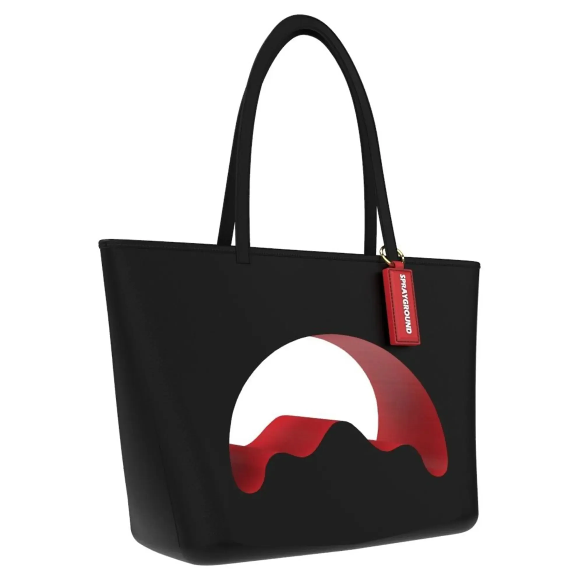 SprayGround Men Shark Shape Thru Tote Bag (Black)