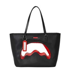 SprayGround Men Shark Shape Thru Tote Bag (Black)