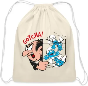 Spreadshirt The Smurfs Gargamel Catch Game - Animated Fun Design Cotton Drawstring Bag, One Size, natural