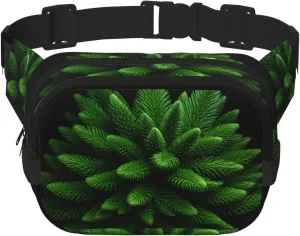 spruce-foliage tree Printed Fashion Crossbody Bag, Hiking Waist Bag, Square Double Layer Travel and Fitness Shoulder Bag