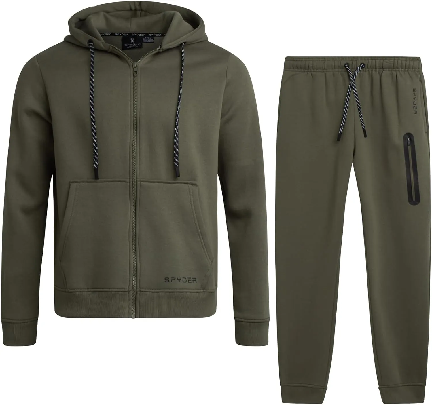 Spyder Mens Track Suit Set - 2 Piece Men's Activewear Fleece Zip Up Hoodie and Jogger Sweatpants, Sweatsuits for Men (S-XXL)
