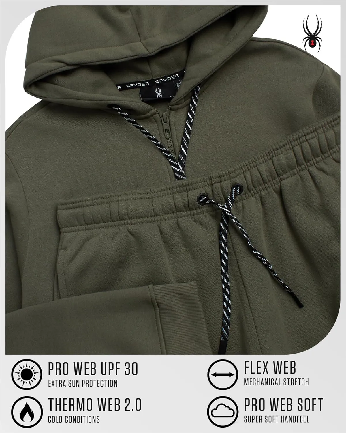 Spyder Mens Track Suit Set - 2 Piece Men's Activewear Fleece Zip Up Hoodie and Jogger Sweatpants, Sweatsuits for Men (S-XXL)