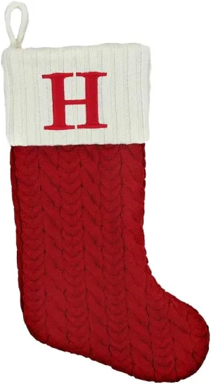 St. Nicholas Square 21 Inch Cable Knit Monogram Christmas Stocking (Embroidered H)