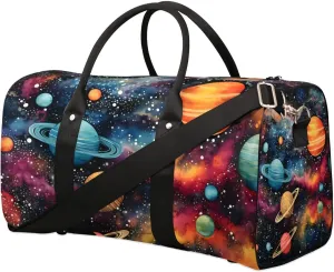 Starry Night Planet Travel Duffel Bag for Women Men Waterproof Foldable Overnight Weekender Bag Large Capacity Sports Gym Bag