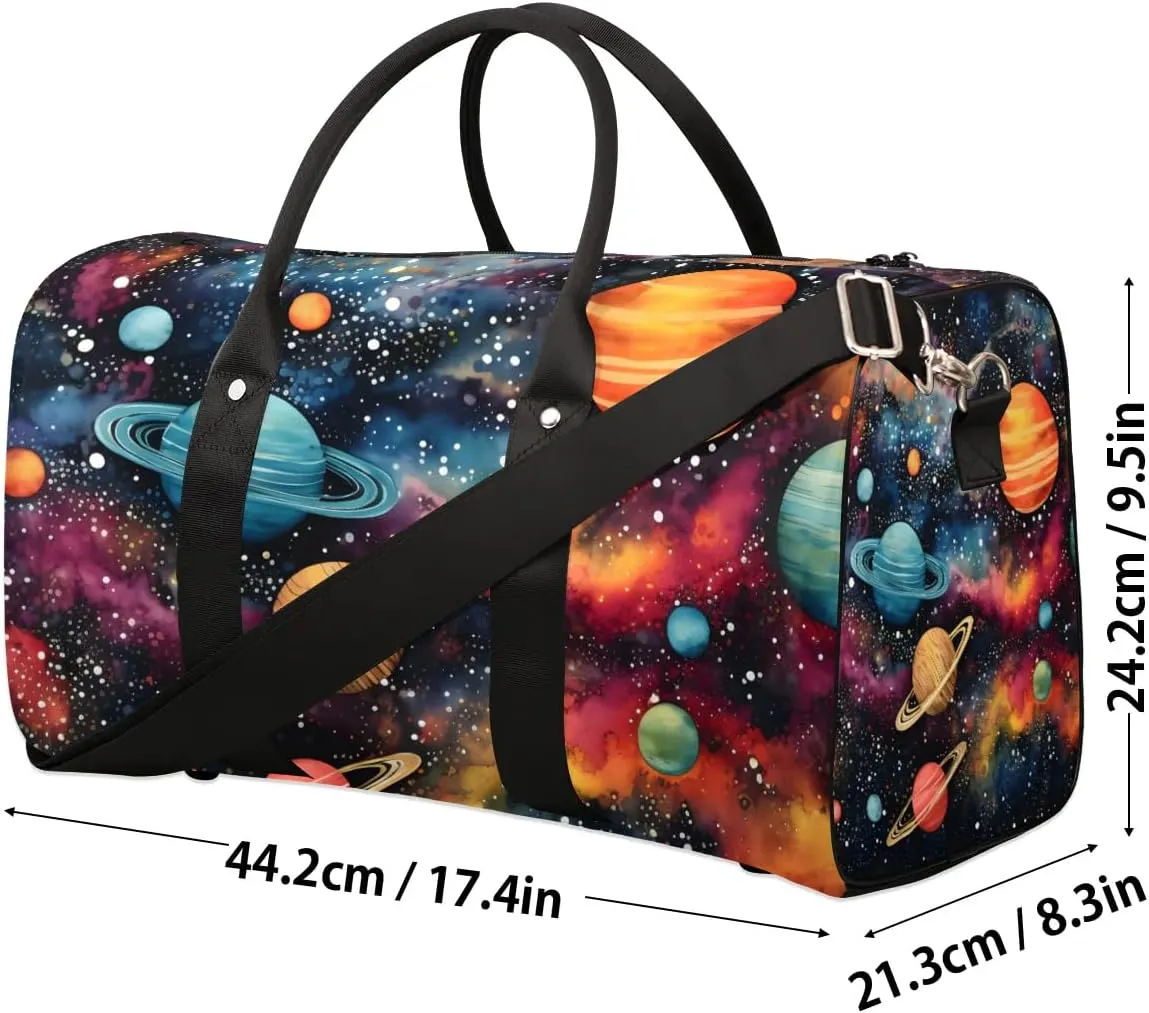Starry Night Planet Travel Duffel Bag for Women Men Waterproof Foldable Overnight Weekender Bag Large Capacity Sports Gym Bag