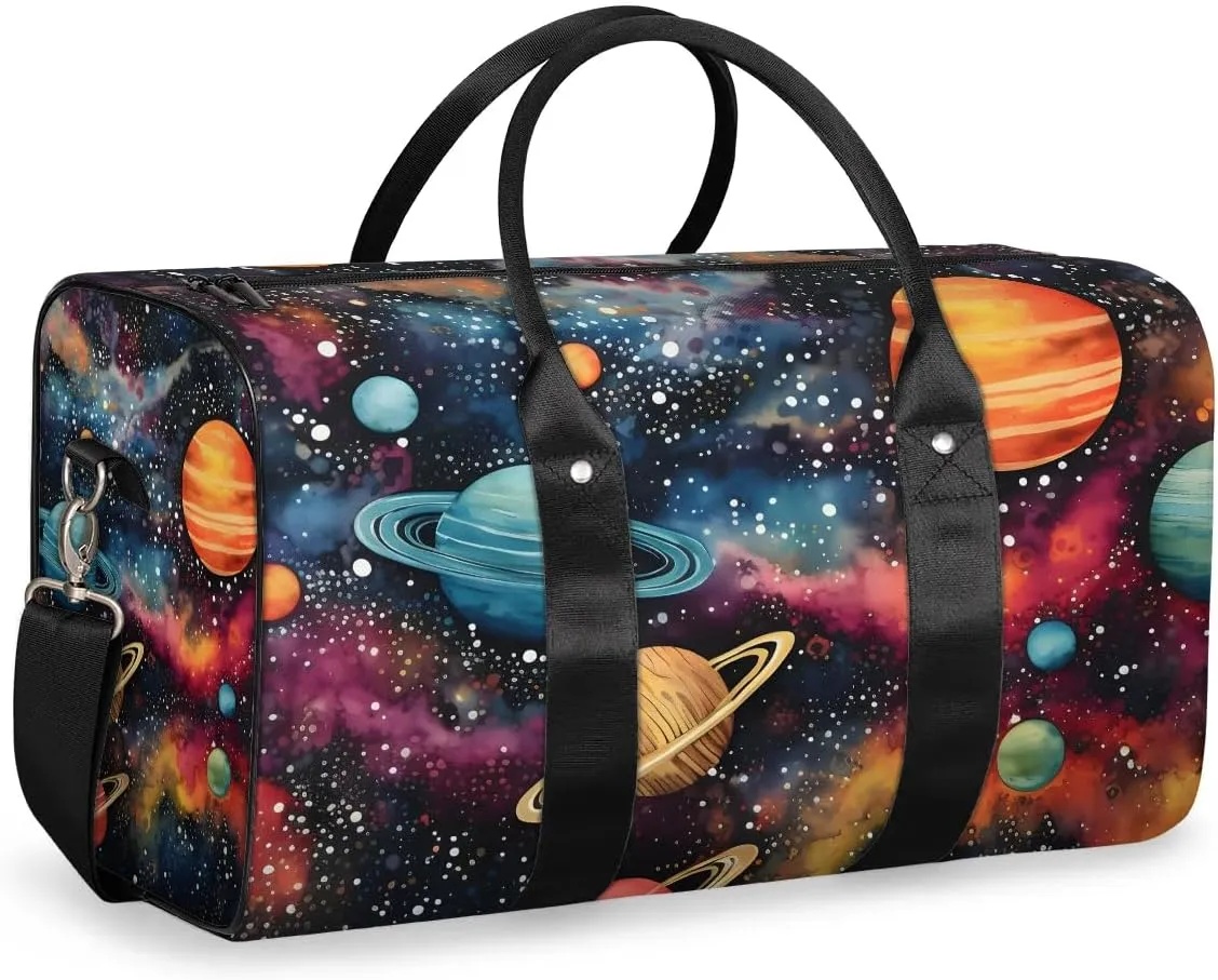 Starry Night Planet Travel Duffel Bag for Women Men Waterproof Foldable Overnight Weekender Bag Large Capacity Sports Gym Bag