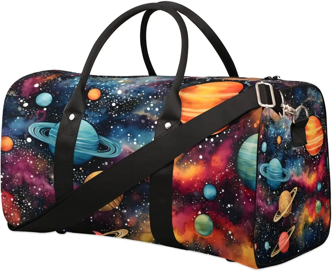 Starry Night Planet Travel Duffel Bag for Women Men Waterproof Foldable Overnight Weekender Bag Large Capacity Sports Gym Bag