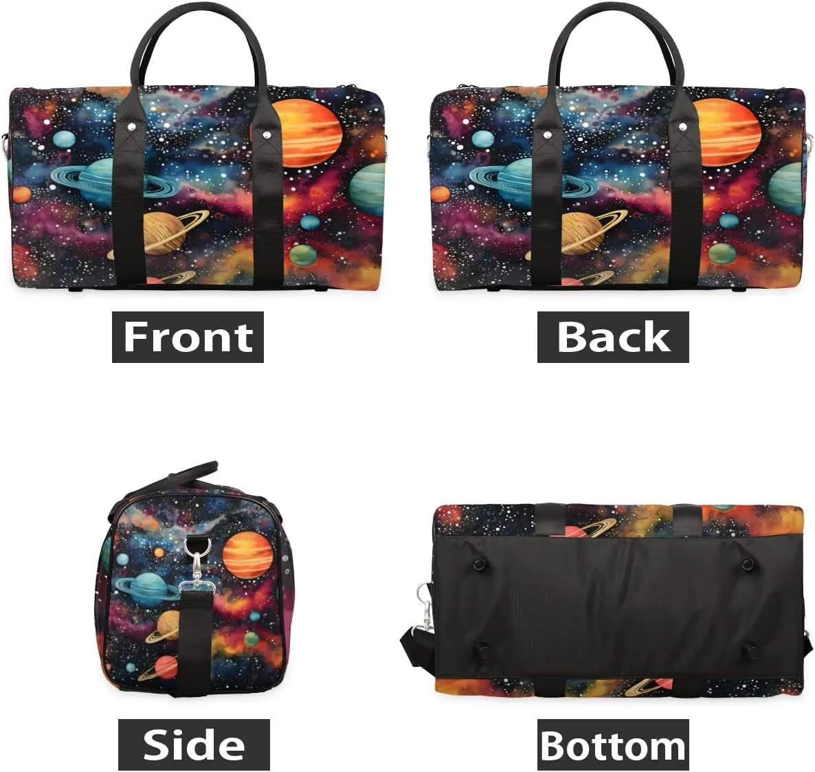 Starry Night Planet Travel Duffel Bag for Women Men Waterproof Foldable Overnight Weekender Bag Large Capacity Sports Gym Bag
