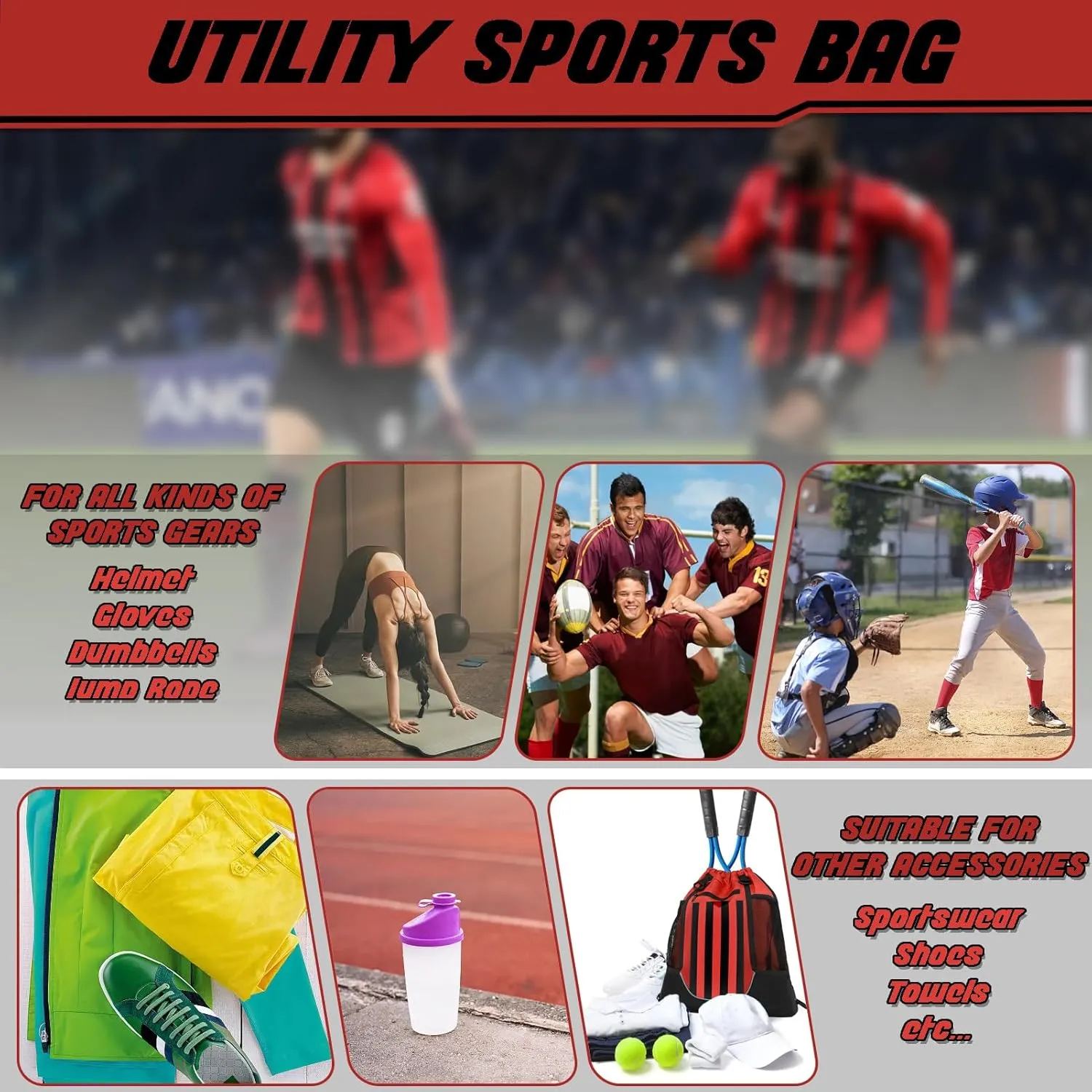 STAY GENT Drawstring Basketball Backpack for Boys, Foldable Soccer Backpack Gym Bag Sackpack Sports Sack with Detachable Ball Mesh Bag for Volleyball Baseball Yoga