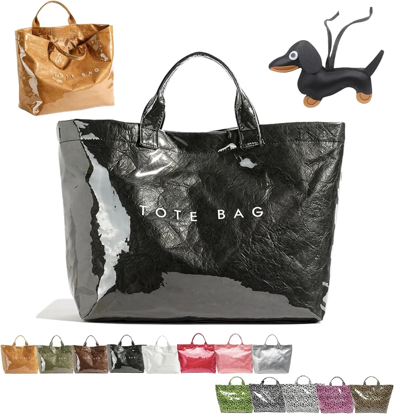 Stellaya Tote Bag, Women's Letters Print Tote Bag, PVC Clear Tote Bag for Women, Fashionable Leopard Print Tote Bag